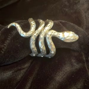 Stamped CN Designer  Silver Toned, Crystal Studded Snake Bracelet